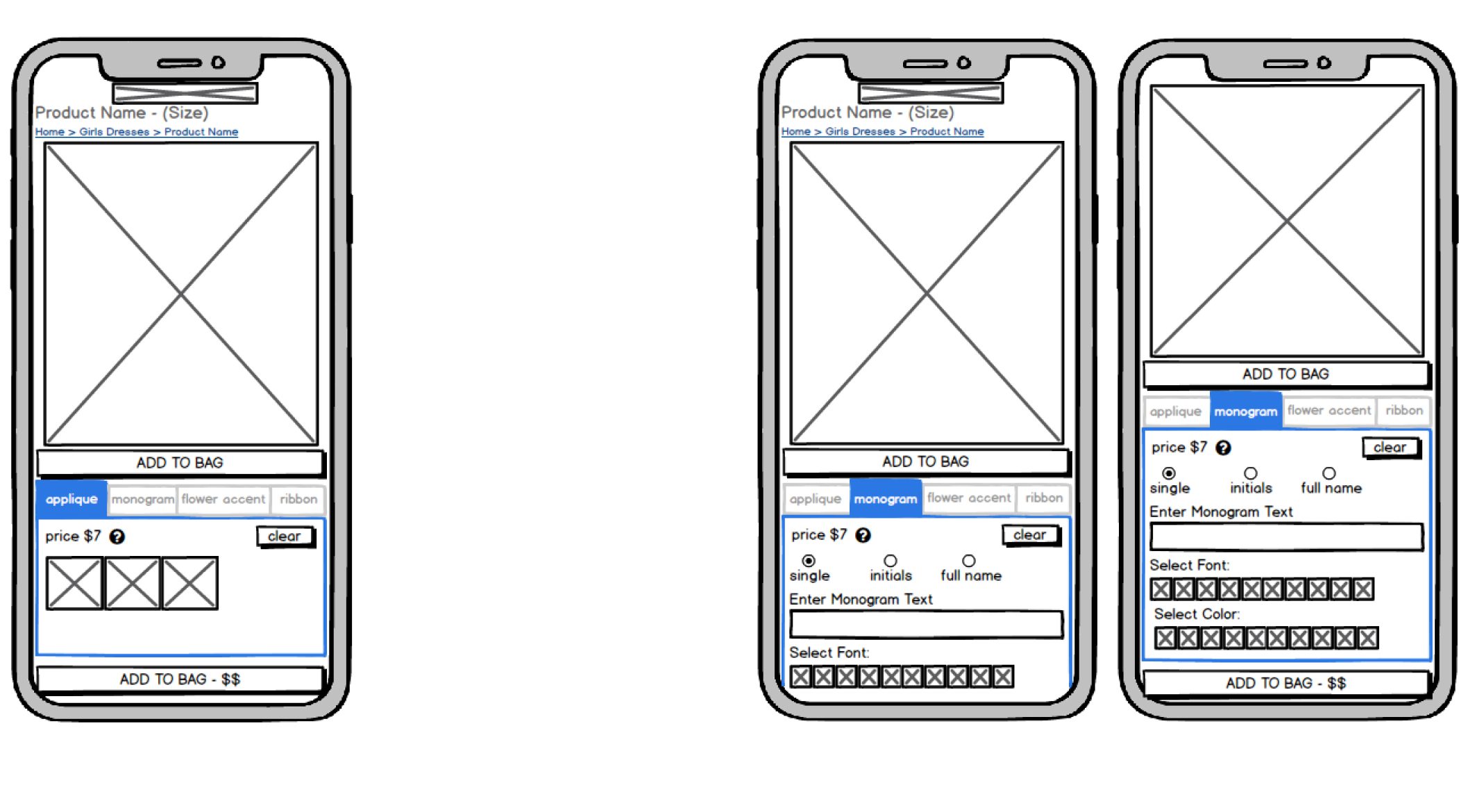 mobile v2 wireframes